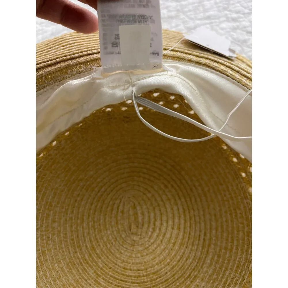 NWT Giani Bernini Natural Adjustable Fit Band Straw Hat One Size